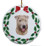 Wheaten Terrier Porcelain Holly Wreath Christmas Ornament