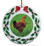 Chicken Porcelain Holly Wreath Christmas Ornament