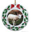 Lamb Porcelain Holly Wreath Christmas Ornament