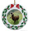 Llama Porcelain Holly Wreath Christmas Ornament
