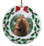 Beaver Porcelain Holly Wreath Christmas Ornament