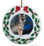 Coyote Porcelain Holly Wreath Christmas Ornament
