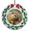 Groundhog Porcelain Holly Wreath Christmas Ornament