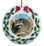 Raccoon Porcelain Holly Wreath Christmas Ornament