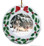 Wolf Porcelain Holly Wreath Christmas Ornament