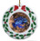 Blue Frog Porcelain Holly Wreath Christmas Ornament