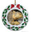 Iguana Porcelain Holly Wreath Christmas Ornament
