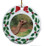 Camel Porcelain Holly Wreath Christmas Ornament