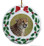 Cheetah Porcelain Holly Wreath Christmas Ornament
