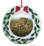 Cheetah Porcelain Holly Wreath Christmas Ornament