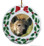 Hyena Porcelain Holly Wreath Christmas Ornament
