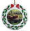Lion Porcelain Holly Wreath Christmas Ornament