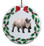 Rhino Porcelain Holly Wreath Christmas Ornament