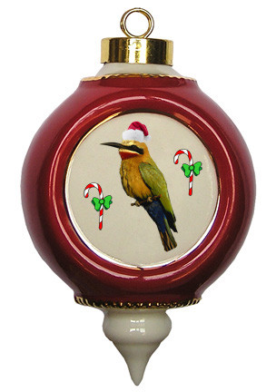 Bee Eater Victorian Red and Gold Christmas Ornament