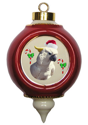Cockatoo Victorian Red and Gold Christmas Ornament