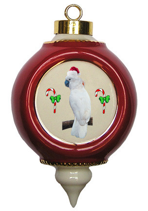 Cockatoo Victorian Red and Gold Christmas Ornament