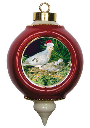 Dove Victorian Red and Gold Christmas Ornament