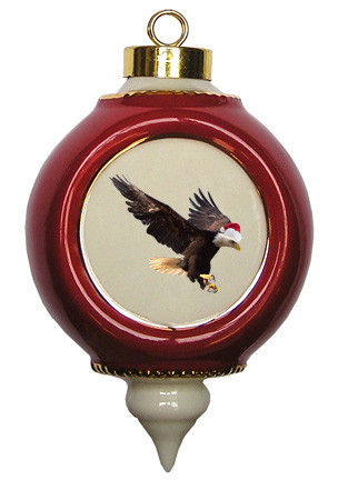 Eagle Victorian Red and Gold Christmas Ornament