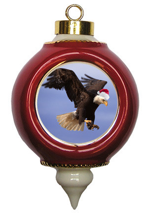 Eagle Victorian Red and Gold Christmas Ornament