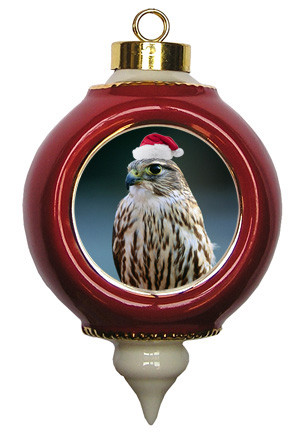 Falcon Victorian Red and Gold Christmas Ornament