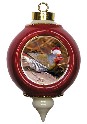 Finch Victorian Red and Gold Christmas Ornament