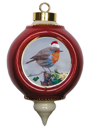 Robin Victorian Red and Gold Christmas Ornament