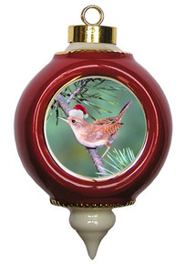 Wren Victorian Red and Gold Christmas Ornament