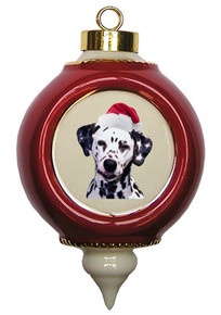 Dalmatian Victorian Red & Gold Christmas Ornament