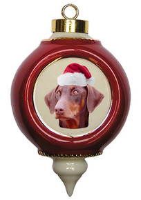 Doberman Victorian Red & Gold Christmas Ornament