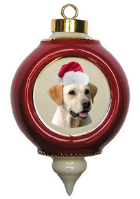 Labrador Retriever Victorian Red & Gold Christmas Ornament