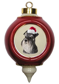 Schnauzer Victorian Red & Gold Christmas Ornament