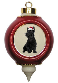 Scottish Terrier Victorian Red & Gold Christmas Ornament