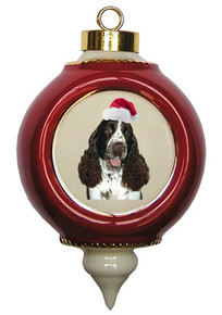 Springer Spaniel Victorian Red & Gold Christmas Ornament