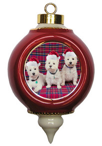 West Highl& Terrier Victorian Red & Gold Christmas Ornament