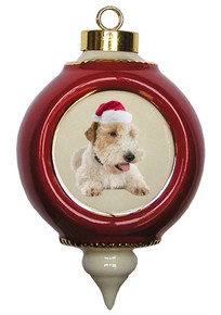 Wheaten Terrier Victorian Red & Gold Christmas Ornament