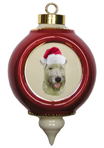 Wheaten Terrier Victorian Red & Gold Christmas Ornament