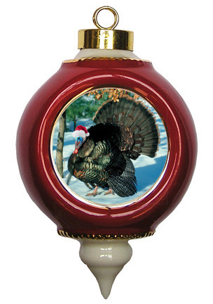 Turkey Victorian Red and Gold Christmas Ornament