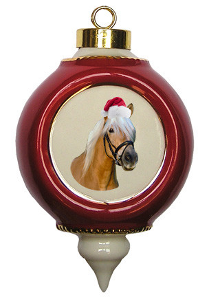 Haflinger Victorian Red and Gold Christmas Ornament