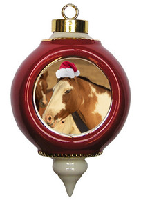Horse Victorian Red and Gold Christmas Ornament