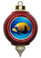 Blue Girdled Angelfish Victorian Red and Gold Christmas Ornament