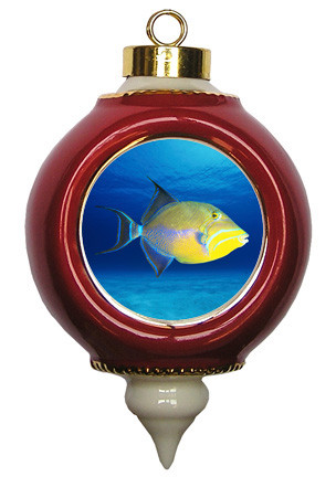 Triggerfish Victorian Red and Gold Christmas Ornament