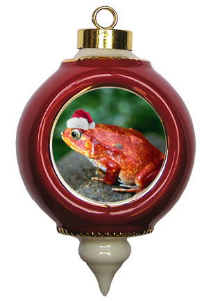 Tomato Frog Victorian Red and Gold Christmas Ornament