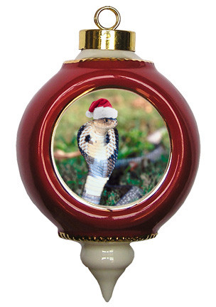 Cobra Snake Victorian Red and Gold Christmas Ornament