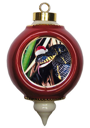Mangrove Snake Victorian Red and Gold Christmas Ornament