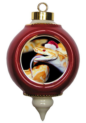 Python Snake Victorian Red and Gold Christmas Ornament