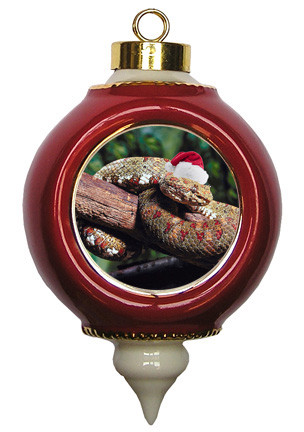 Viper Snake Victorian Red and Gold Christmas Ornament