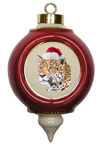 Jaguar Victorian Red and Gold Christmas Ornament