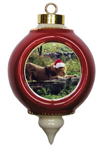 Lion Victorian Red and Gold Christmas Ornament