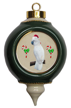 Cockatoo Victorian Green and Gold Christmas Ornament