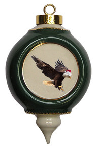 Eagle Victorian Green and Gold Christmas Ornament